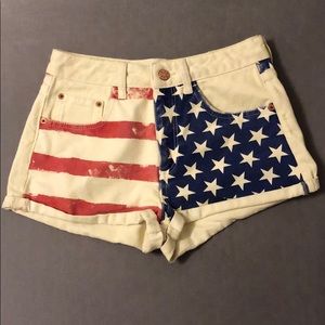 American Flag Moto Shorts